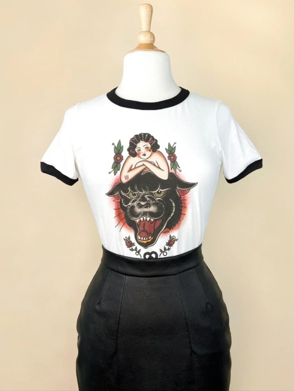 Mischief Made Black Panther Pinup Ringer Tee